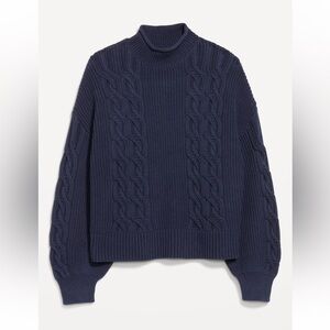 NWT Old Navy Seaside Cotton Roll-Neck Cable-Knit Sweater - Arctic Depth
